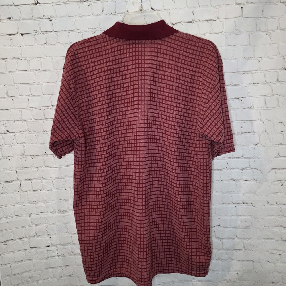 Vintage Polo Ralph Lauren Red Textured Grid Knit Polo Shirt 100% Cotton‎ Medium - Picture 6 of 6